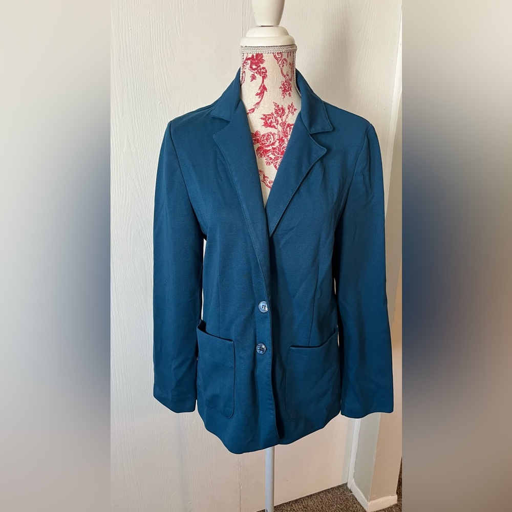 Devon | 80s Vintage Soft Dark Teal Blue Blazer
